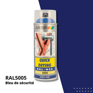 Bombe peinture aérosol acrylique Bleu d'eau RAL 5021 - MOTIP 400 mL