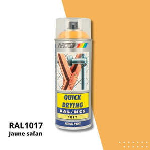 Bombe peinture aérosol acrylique Jaune safan RAL 1017 - MOTIP 400 mL