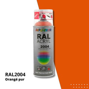 Bombe peinture aérosol acrylique Orangé pur RAL 2004 brillant - DUPLI COLOR 400 mL