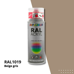 Bombe peinture aérosol acrylique Beige gris RAL 1019 brillant - DUPLI COLOR 400 mL