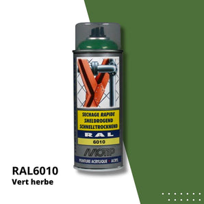 Bombe peinture aérosol acrylique Vert herbe RAL 6010 - MOTIP 400 mL