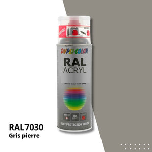 Bombe peinture aérosol acrylique Gris pierre RAL 7030 brillant - DUPLI COLOR 400 mL