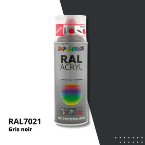 Bombe peinture aérosol acrylique Gris noir RAL 7021 satine - DUPLI COLOR 400 mL