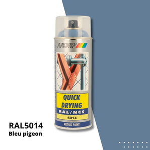 Bombe peinture aérosol acrylique Bleu pigeon RAL 5014 - MOTIP 400 mL