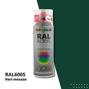 Bombe peinture aérosol acrylique Vert mousse RAL 6005 brillant - DUPLI COLOR 400 mL