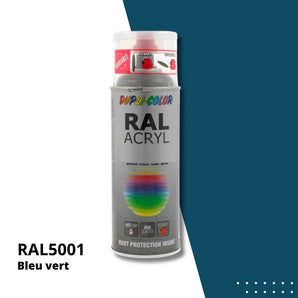 Bombe peinture aérosol acrylique Bleu vert RAL 5001 brillant - DUPLI COLOR 400 mL