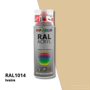 Bombe peinture aérosol acrylique Ivoire RAL 1014 brillant - DUPLI COLOR 400 mL