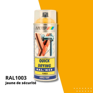 Bombe peinture aérosol acrylique Jaune de sécurité RAL 1003 brillant - DUPLI COLOR 400 mL