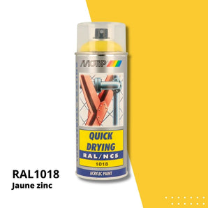 Bombe peinture aérosol acrylique Jaune zinc RAL 1018 - MOTIP 400 mL