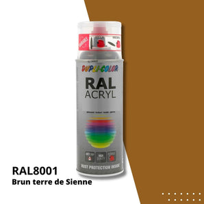 Bombe peinture aérosol acrylique Brun terre de Sienne RAL 8001 brillant - DUPLI COLOR 400 mL