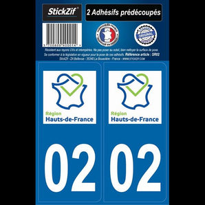 Adhésifs région département 02 hauts de France x2 - STICKZIF