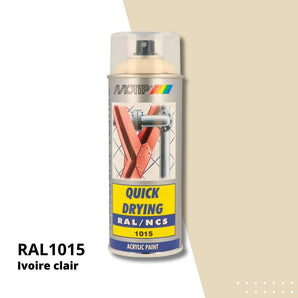 Bombe peinture aérosol acrylique Ivoire clair RAL 1015 - MOTIP 400 mL