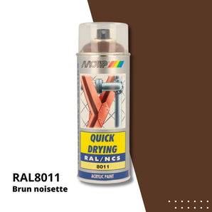 Bombe peinture aérosol acrylique Brun noisette RAL 8011 - MOTIP 400 mL