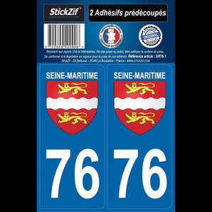 Adhésifs région département 76 seine maritime x2 - STICKZIF