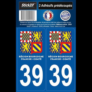 Adhésifs région département 39 bourgogne franche comte x2 - STICKZIF