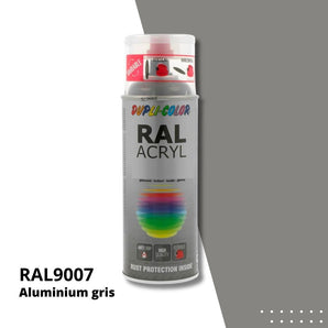 Bombe peinture aérosol acrylique Aluminium gris RAL 9007 satine - DUPLI COLOR 400 mL