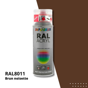 Bombe peinture aérosol acrylique Brun noisette RAL 8011 brillant - DUPLI COLOR 400 mL