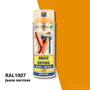 Bombe peinture aérosol acrylique Jaune narcisse RAL1007 - MOTIP 400 mL