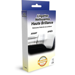 LINGETTES NETTOYANTES HAUTE BRILLANCE (10 LINGETTES INDIVIDUELLES)