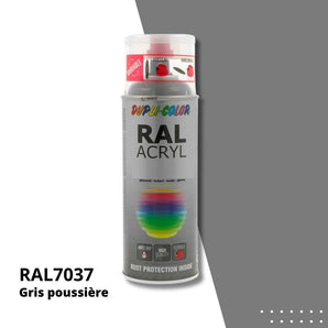 Bombe peinture aérosol acrylique Gris poussière RAL 7037 brillant - DUPLI COLOR 400 mL