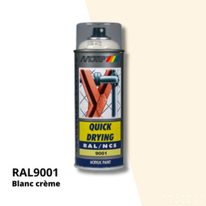 Bombe peinture aérosol acrylique Blanc crème RAL 9001 - MOTIP 400 mL