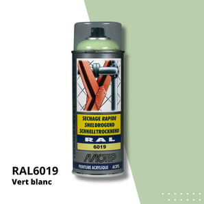 Bombe peinture aérosol acrylique Vert blanc RAL 6019 - MOTIP 400 mL