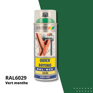 Bombe peinture aérosol acrylique Vert menthe RAL 6029 - MOTIP 400 mL