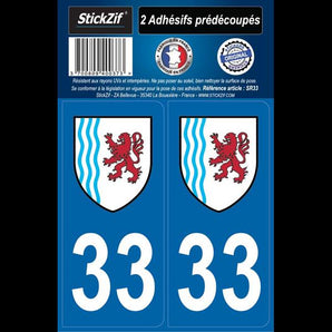 Adhésifs région département 33 nouvelle aquitaine x2 - STICKZIF