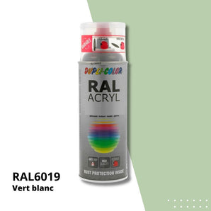 Bombe peinture aérosol acrylique Vert blanc RAL 6019 brillant - DUPLI COLOR 400 mL