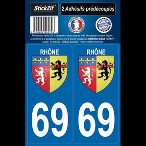 Adhésifs région département 69 rhone x2 - STICKZIF