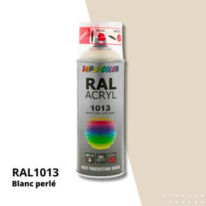 Bombe peinture aérosol acrylique Blanc perlé RAL 1013 brillant - DUPLI COLOR 400 mL