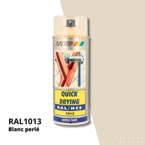 Bombe peinture aérosol acrylique Blanc perlé RAL1013 - MOTIP 400 mL