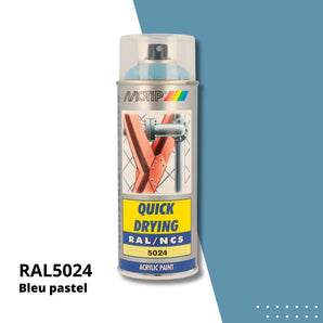 Bombe peinture aérosol acrylique Bleu pastel RAL 5024 - MOTIP 400 mL