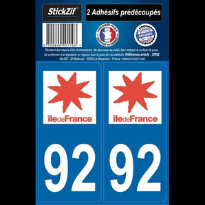 Adhésifs région département 92 ile de france x2 - STICKZIF