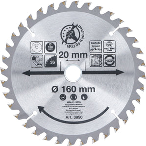 Lame de scie circulaire en métal dur | Ø 160 x 20 x 2,4 mm | 36 dents - DIY