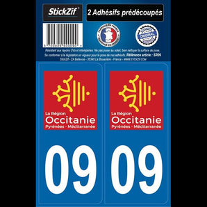 ADHESIFS REGION DEPARTEMENT 09 OCCITANIE X2 - STICKZIF - SNQR MOTORS