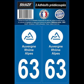 Adhésifs région département 63 auvergne rhone alpes x2 - STICKZIF