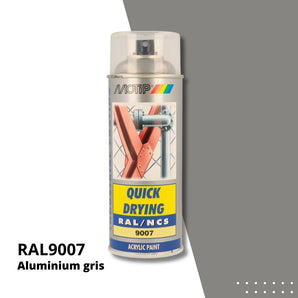 Bombe peinture aérosol acrylique Aluminium gris RAL 9007 - MOTIP 400 mL