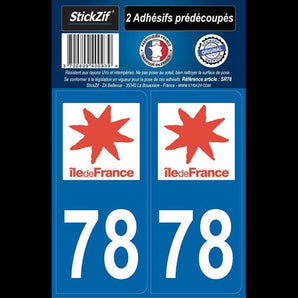 ADHESIFS REGION DEPARTEMENT 78 ILE DE FRANCE X2 - STICKZIF - SNQR MOTORS