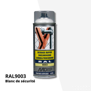 Bombe peinture aérosol acrylique Blanc de sécurité RAL 9003 - MOTIP 400 mL