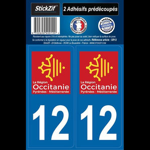 Adhésifs région département 12 occitanie x2 - STICKZIF