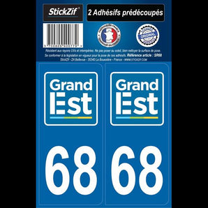 ADHESIFS REGION DEPARTEMENT 68 GRAND EST X2 - STICKZIF - SNQR MOTORS