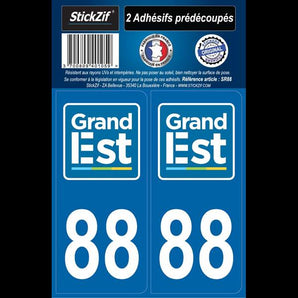 Adhésifs région département 88 grand est x2 - STICKZIF