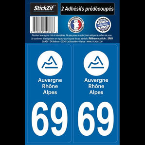 Adhésifs région département 69 auvergne rhone alpes x2 - STICKZIF