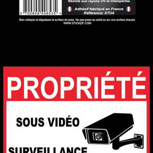 Adhésif prédécoupé propriété sous vidéo surveillance x1 - STICKZIF