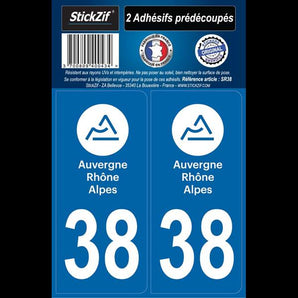 Adhésifs région département 38 auvergne rhone alpes x2 - STICKZIF