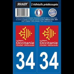 ADHESIFS REGION DEPARTEMENT 34 OCCITANIE X2 - STICKZIF - SNQR MOTORS