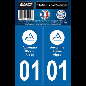 Adhésifs région département 01 auvergne rhone alpes x2 - STICKZIF