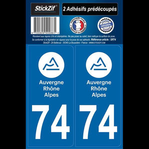 Adhésifs région département 74 auvergne rhone alpes x2 - STICKZIF