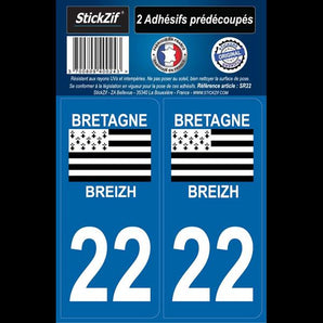 Adhésifs région département 22 bretagne/breizh x2 - STICKZIF